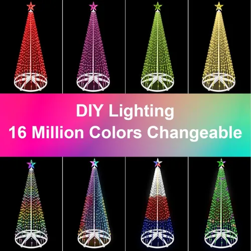 Vista 2 de 9.5 pies 510 luces LED inteligentes de árbol de Navidad, árbol artificial iluminado con estrella superior, sincronización de música con control