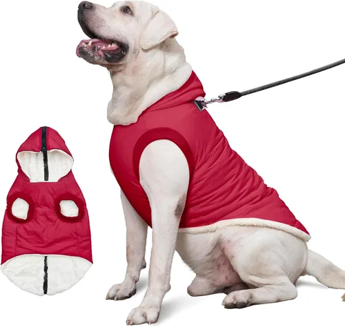 Vista 35 de vecomfy - Sudadera con capucha para perro, forro polar y algodón, extra cálida, para invierno, chaqueta para perro pequeño, abrigos con capucha