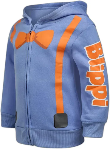 Vista 7 de Blippi Sudadera con capucha con cremallera para niños pequeños y pequeños, color azul, Naranja