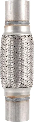 Vista 4 de Paquete de 4 tubos flexibles de escape de acero inoxidable de 2 x 6 pulgadas, tubo flexible de escape de doble trenza, longitud total de 10 pulgadas