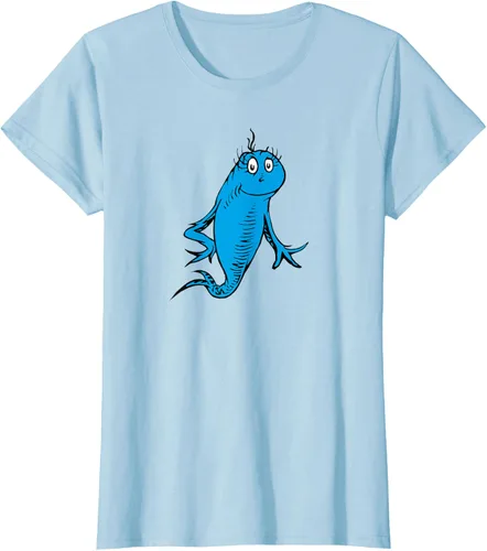 Vista 29 de Dr. Seuss Blue Fish Character - Camiseta con licencia oficial Negro