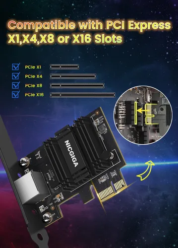 Vista 3 de NICGIGA Adaptador de Red PCIe de 2.5G Base-T, Tarjeta de Red Gigabit PCI Express Realtek RTL8125B 2.5Gbps/1Gbps/100Mbps Convertir a Puerto LAN