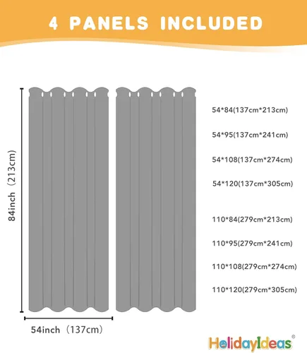 Vista 5 de HolidayIdeas Cortinas impermeables para patio, 4 paneles, 54 x 84 pulgadas, protección de privacidad y filtrado de luz, cortinas exteriores con Negro