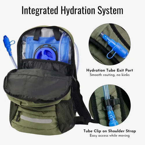 Vista 5 de Zavothy Mochila de senderismo multiusos de 18 litros con bolsa de agua de 3 L, mochila de hidratación duradera con compartimento aislado