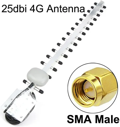 Vista 3 de 4G LTE 25dBi de alta ganancia de largo alcance impermeable al aire libre SMA macho Yagi antena con cable de 5 pies para 4G LTE Router red