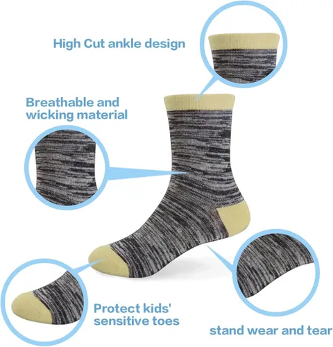 Vista 6 de Calcetines deportivos de corte medio para niños y niños, calcetines deportivos de pantorrilla para niños pequeños, jóvenes, 12 pares de calcetines