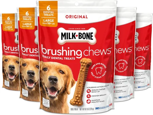 Vista 18 de Milk-Bone Original Masticables para Cepillar, 35 Golosinas Dentales Diarias para Perros de Tamaño Pequeño/Mediano, Acción de Frotamiento Ayuda a