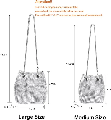 Vista 4 de Bolsa de noche para mujer, tamaño mejorado, con diamantes de imitación, bolsa brillante para fiesta, boda, cita nocturna