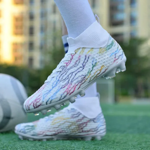 Vista 6 de Maylrvjv Zapatos de fútbol para hombre, botas de fútbol sala, tacos de competición, zapatillas deportivas para interiores y exteriores