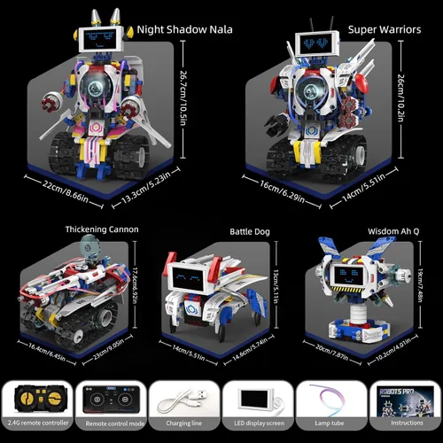 Vista 5 de Robot 5 en 1 para niños de 8 a 12 años, control remoto y robótica programable por APP, juguetes de codificación visual - kit educativo de ciencias