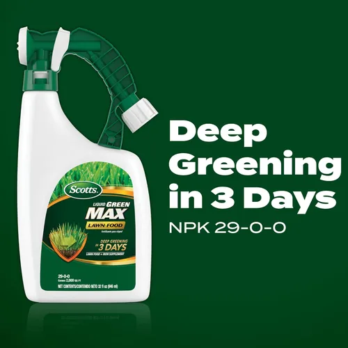 Vista 4 de Scotts Liquid Green Max Lawn Food: 2,000 pies cuadrados, Fertilizante 2 en 1 y suplemento de hierro, uso en cualquier tipo de césped, 32 oz.