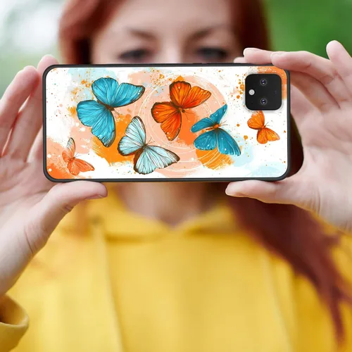 Vista 5 de Funda protectora para Pixel 4 XL, funda protectora de silicona antiarañazos de TPU premium para Google Pixel 4 XL, mariposas coloridas abstractas