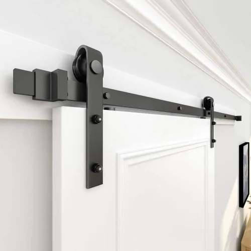 Vista 3 de WINSOON Kit de hardware de rodillo para puerta corrediza de granero, diseño en forma de J