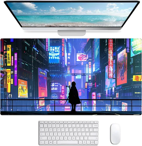 Vista 9 de Alfombrilla de ratón para juegos grande con bandera americana, alfombrilla XXL para laptop y teclado, decoración de escritorio de oficina de 35.4 x