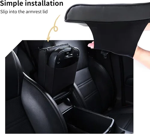 Vista 6 de Cubierta Elevadora para Consola Central de Automóvil, Almohadillas Elevadoras de Espuma Viscoelástica de Cuero para Reposabrazos de Automóvil