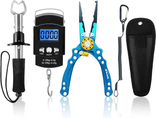 Vista 8 de XBLACK Kit de herramientas de pesca, alicates de pesca, pinza de pescado, báscula de pesca, herramientas de agarre de pescado, equipo de pesca