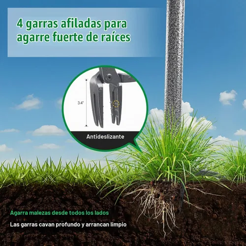 Vista 2 de Lilyvane – Extractor de malezas, desmalezador manual de pie, herramienta de jardín de servicio pesado con mango de 60 pulgadas de largo, cabeza