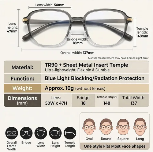 Vista 4 de 3 Pack Blue Light Glasses for Men,UV400 Protection for Eye Strain Relief, Chunky Blue Light Blocking Glasses with TR90