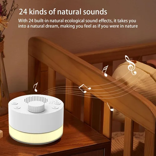Vista 8 de Máquina inteligente de sonido para dormir con 24 pistas, luz cálida, 4 temporizadores de apagado automático, regalo de vacaciones para bebés