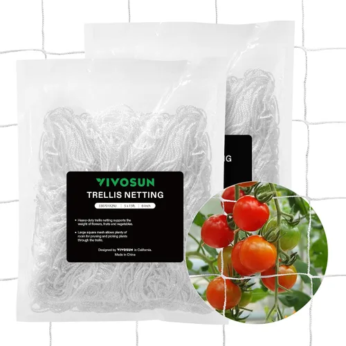 Vista 8 de VIVOSUN Red de enrejado de plantas de 5 x 15 pies, red de cultivo de poliéster resistente, red de enrejado de jardín con malla cuadrada para plantas