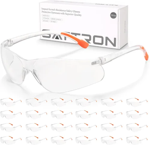 Vista 8 de Gafas de seguridad teñidas paquete de 48, lentes de humo oscuro con protección UV, gafas de sol de seguridad para hombres y mujeres, protección