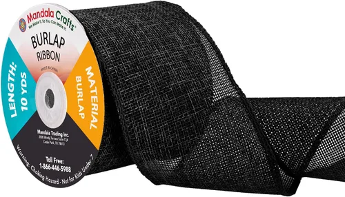 Vista 59 de Mandala Crafts Cinta de arpillera negra de 1.5 pulgadas de ancho para manualidades, rollo de 20 yardas de cinta rústica de arpillera para coronas