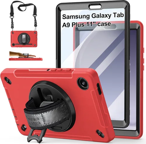 Vista 19 de Funda para Galaxy Tab Active 5 Pro 2025/4 Pro 2022/2019 de 10.1 Pulgadas: TPU con Soporte - Protector de Pantalla - Correa de Mano - Correa de Negro