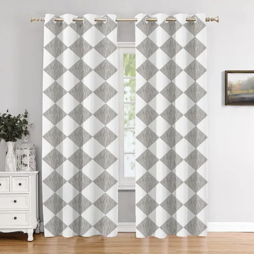 Vista 69 de Cortinas opacas de poliéster multicapa marrón con diseño de bosque natural, 2 unidades, 26 x 24 pulgadas