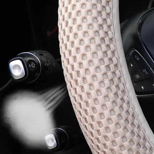 Vista 4 de Bittwee 3 piezas, juego de cubiertas para volante de auto de 15 pulgadas, cubierta para apoyabrazos, cubierta para palanca de cambios, de microfibra