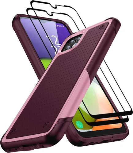 Vista 297 de Jeylly Compatible con Samsung Galaxy A22 5G Funda, Funda Samsung A22 5G con 2pcs protectores de pantalla de vidrio templado