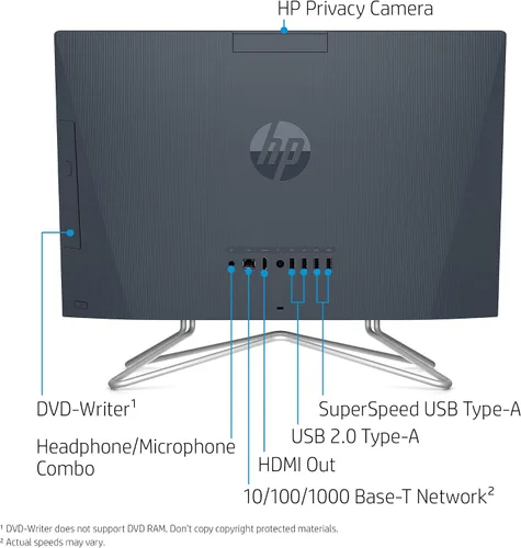 Vista 3 de HP PC todo en uno WLED Full HD de 22-DF de 21,5 pulgadas Intel Celeron G5900T 4 GB 256 GB SSD Win 10