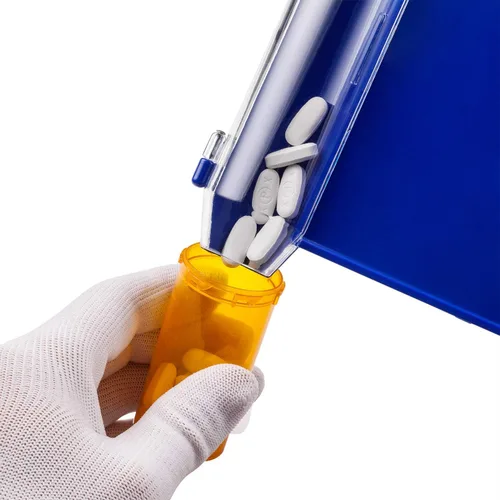 Vista 3 de Medarchitect Bandeja de conteo de pastillas para mano derecha con 2 espátulas (azul)