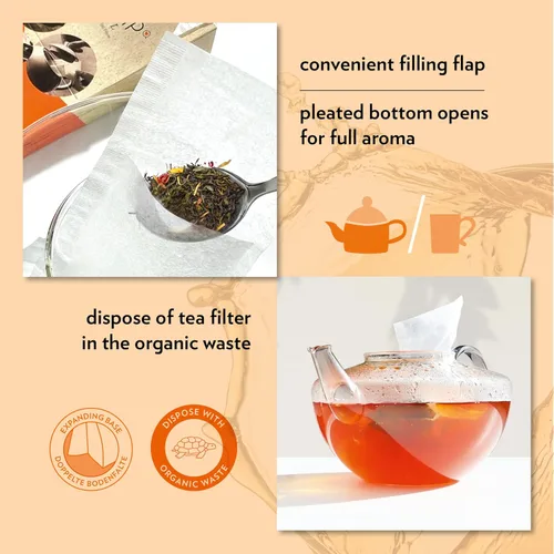Vista 4 de Finum Bolsas de filtro de té de papel desechables para té suelto, blanco, grande, 100