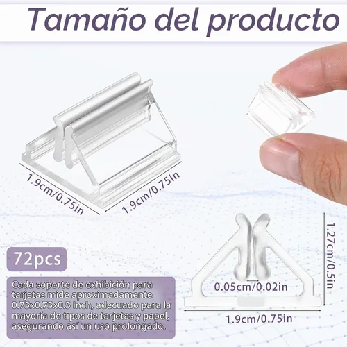 Vista 2 de 72 soportes de plástico para tarjetas de juego, número de mesa, soporte para tarjetas de visita de acrílico transparente, bricolaje para exhibir