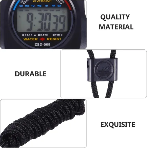 Vista 2 de ABOOFAN Cronómetro electrónico multifunción con pantalla LCD, temporizador de entrenamiento portátil ligero para carreras, correr, natación
