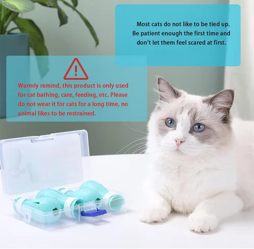 Vista 5 de Botas ajustables de silicona a prueba de arañazos para baño y aseo Rehabilitación de enfermería, botas de gato solo para gatos, ajustables