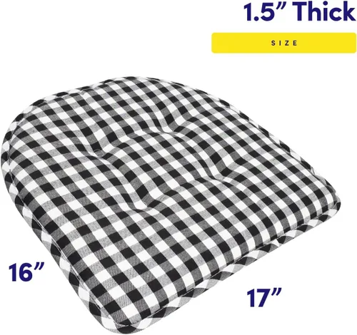 Vista 2 de Sweet Home Collection - Cojín de espuma viscoelástica para silla con capitoné, antideslizante, en forma de U, de 17 x 16 pulgadas, a cuadros Cuadros