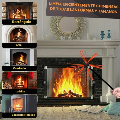 Vista 6 de 30 Feet Chimney Sweep Kit, Chimney Cleaning Kit with 9 Flexible Black Chimney Rods, Chimney Brush for Sweeping Fireplace, Rotary Chimney Cleaning