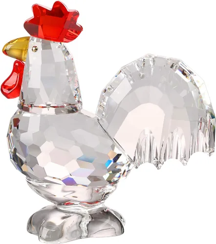 Vista 9 de Figura decorativa coleccionable de animales de gallo de cristal, decoración del hogar (dorado)