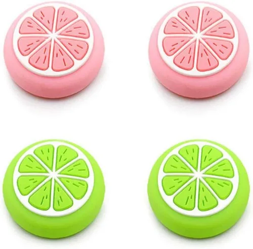 Vista 5 de 8 tapas de silicona con agarre para el pulgar de limón y frutas, ergonómicas, tapas analógicas para Nintendo Switch NS Joy ConSwitch Lite Controller