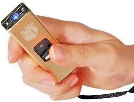 Vista 2 de Slider 3 Millones de Voltios Mini Stun Gun Linterna Oro