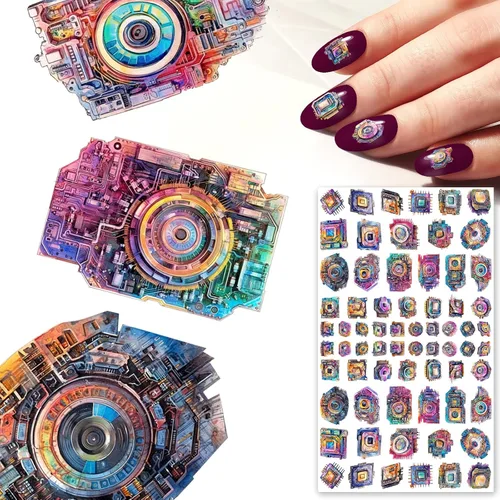 Vista 5 de Adhesivos para uñas (5 hojas) FLONZNAIL Just Watercolors Dots
