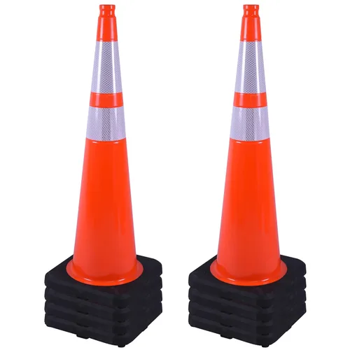 Vista 49 de OrangeStar 6 Pack 36" Conos de seguridad de tráfico, conos de estacionamiento verdes con collar reflectante, conos de construcción con base