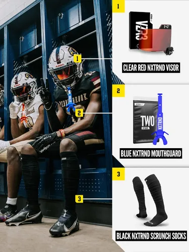 Vista 5 de Nxtrnd XTD - Calcetines de fútbol americano fruncidos, calcetines deportivos acolchados extralargos para hombres y niños