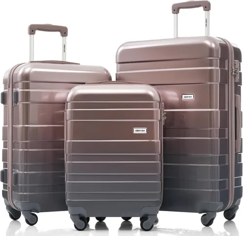 Vista 61 de Merax 3 piezas expandible ABS Hardshell equipaje Sets Spinner Wheel Maleta TSA Lock Suit Case, Apertura frontal negra, Juego de 2 piezas, Maleta