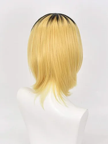 Vista 4 de XiongXiongLe Peluca de Halloween, cosplay, anime, Kozume Kenma, juego de rol, disfraz negro dorado, gorra de peluca para hombre y adulto, fiesta
