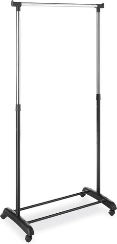 Vista 8 de Whitmor Perchero ajustable con ruedas, perchero con ruedas para colgar ropa, perchero resistente de un solo riel, estante colgante portátil