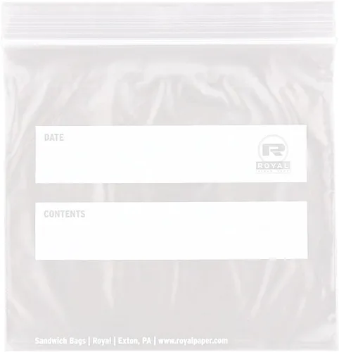 Vista 2 de Royal Bolsas de sándwich con doble cremallera, 6.5 x 6, paquete de 500 por Royal