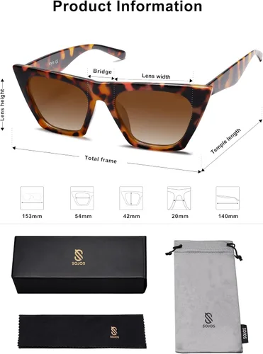 Vista 5 de SOJOS Trendy Oversized Square Cateye Polarized Sunglasses Womens Big Frame Shades SJ2115