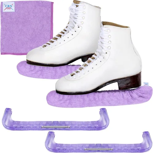 Vista 16 de CRS Cross - Juego de regalo de protectores de patines sobre hielo, guardas de tela y toallas, cubiertas suaves para cuchillas de patinaje artístico